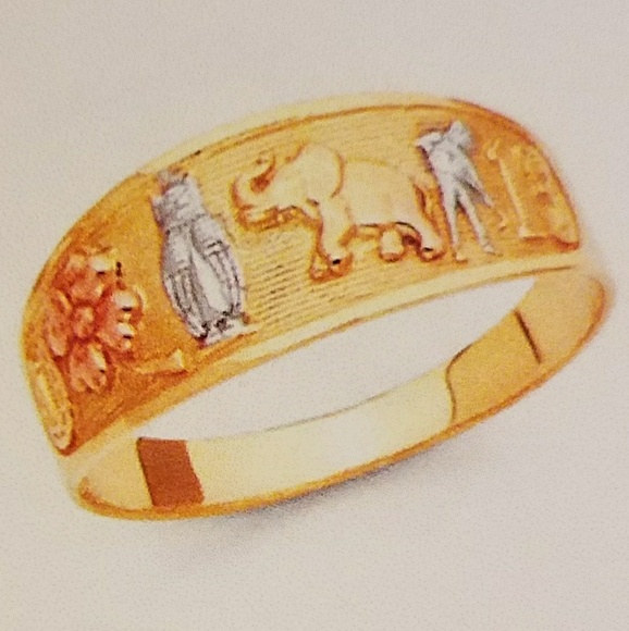 14k Solid Yellow Gold Elephant Ring sz 5 6 7 8 9 - Picture 13 of 14
